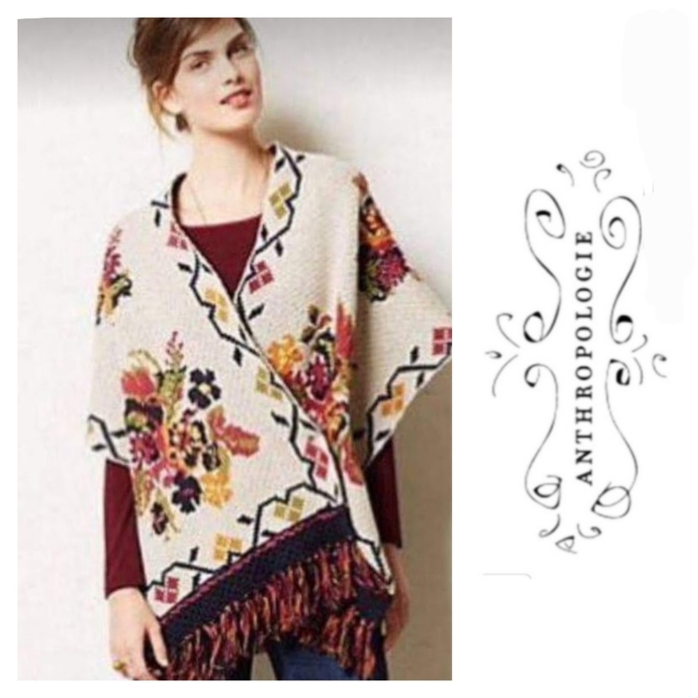 Anthropologie NEW Angel of the North Wrap Shawl Blue Beige